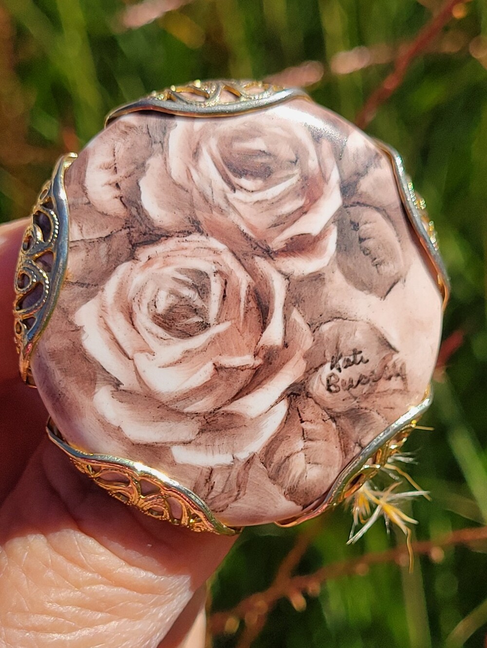 Vintage Floral Brooch Signed